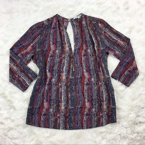 Sandro Silk Zipper Trim Multi-Color Blouse Size 1